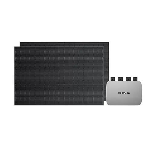 Produktbild: EcoFlow PowerStream Balkonkraftwerk 0% VAT, Mikrowechselrichter 600W und 400W starre Monokristalline Solarpanele × 2, Kostenloses Upgrade auf 800W, kompatibel mit Allen tragbaren EcoElow Powerstation