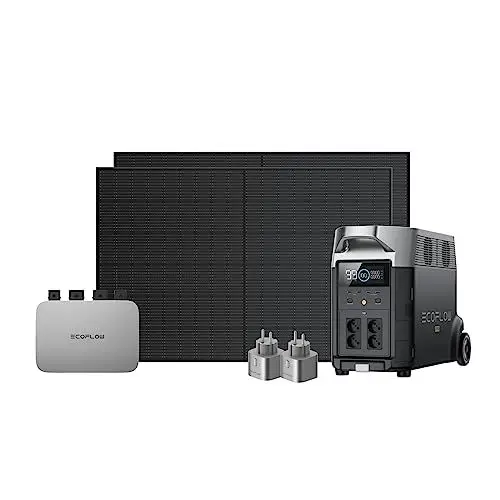 Produktbild: EcoFlow PowerStream Balkonkraftwerk 0% VAT, Smart Mikrowechselrichter 600W, DELTA PRO Powerstation, 400W Rigid Solarpanels × 2, Smart Plug × 2, App-Steuerung, für Zuhause, Camping