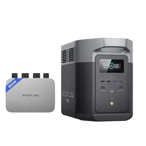 Produktbild: EcoFlow PowerStream Balkonkraftwerk, 0% VAT WLAN Mikrowechselrichter 800W, Delta 2 Max tragbare Powerstation, Energieverbrauchssteuerung, App-Steuerung
