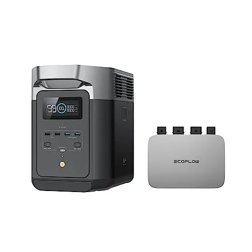 Produktbild: EcoFlow PowerStream Balkonkraftwerk, 0% VAT WLAN netzgekoppelter Mikrowechselrichter 600W, Kostenloses Upgrade auf 800W, 1kWh Delta 2 tragbare Powerstation, Energieverbrauchssteuerung, App-Steuerung
