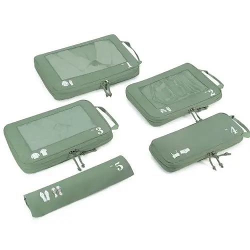 Produktbild: ECOHUB 5 Teilige Kompression Koffer Organizer Set für Rucksack Compression Packing Cubes Packwürfel Kofferorganizer Packtaschen Kleidertaschen für Koffer Reiseorganizer(Grün)