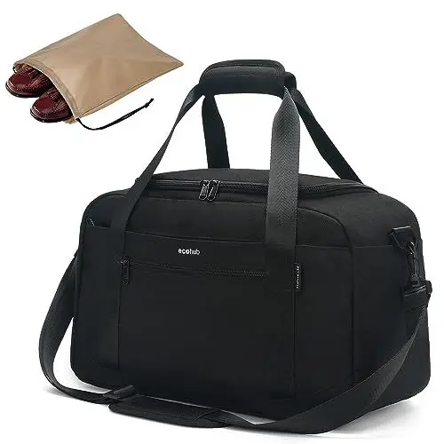 Produktbild: ECOHUB Handgepäck 45x36x20 für Easyjet Reisetasche Tasche für Flugzeug Unter Sitzplatz Handgepäck Koffer PET-Recycelte Umweltfreundliche Reisetasche Weekendertasche für Damen Herren (Schwarz)