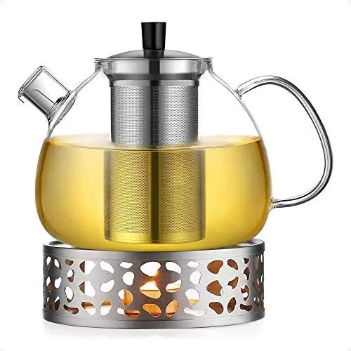 Produktbild: Ecooe 1.5L Teekanne mit Stövchen, Teekanne Glas und Teewärmer Edelstahl