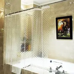 Produktbild: ecooe Duschvorhänge 3D Rhombus Duschvorhang Transparent 100% Eva-Material Wasserdicht Anti Schimmel, 180 x 180cm mit 12 Ringe Badvorhang für Badezimmer, Dicke 0,15 mm