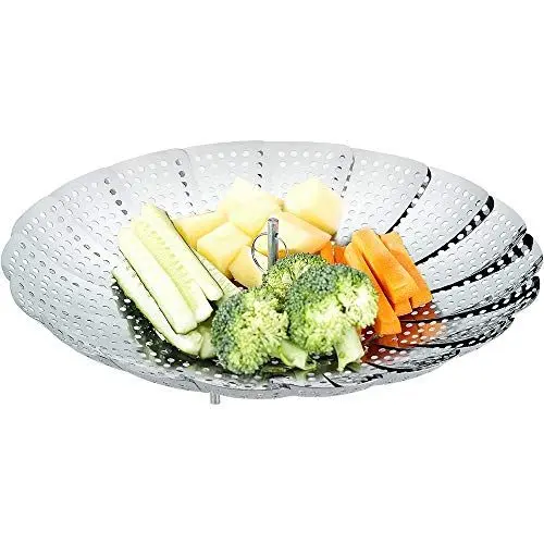 Produktbild: ecooe Edelstahl Dampfgarer Einstellbar Dünsteinsatz (15.5cm-27cm) Dämpfeinsatz für Kochtöpfe