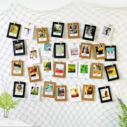Produktbild: ecooe Foto hängende Wanddekoration Collage DIY Bilderrahmen Wanddekoration Fischernetz Deko, Größe L Fischernetz mit 40 Holzklammern und 10 spurlosen Nägeln Fotoaufhängung