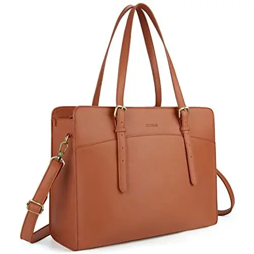 Produktbild: ECOSUSI Laptop Handtasche Damen Laptoptasche 15,6 Zoll Schultertaschen Shopper Damen Groß Aktentasche Leder Businesstasche Arbeitstasche Notebooktasche