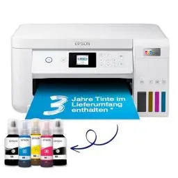 Produktbild: Epson EcoTank ET-2856 A4-Multifunktions-Wi-Fi-Tintentankdrucker, mit einem im Lieferumfang enthaltenen Vorrat an Tinten bis zu 3 Jahren