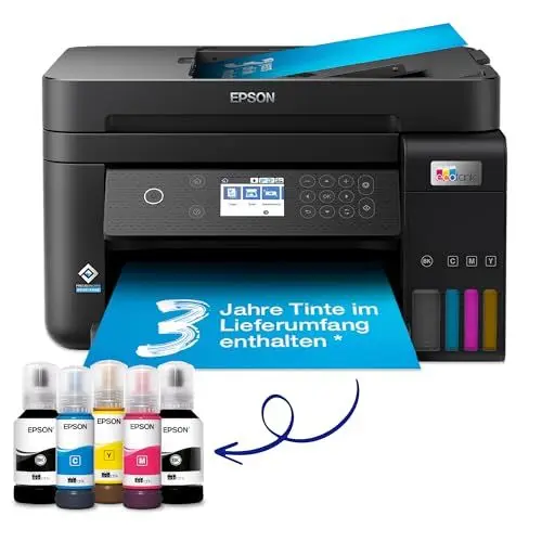 Produktbild: Epson EcoTank ET-3850 A4-Multifunktions-Wi-Fi-Tintentankdrucker, mit einem im Lieferumfang enthaltenen Vorrat an Tinten bis zu 3 Jahren