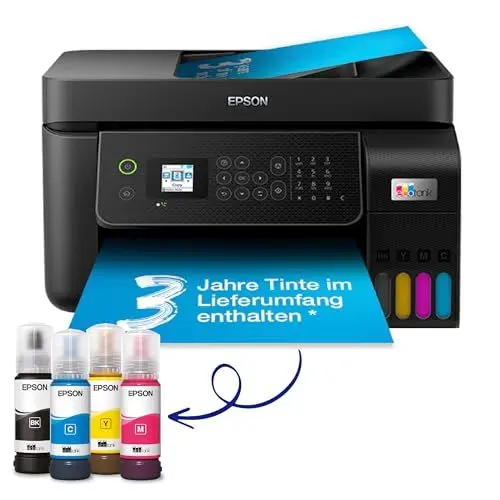 Produktbild: Epson EcoTank ET-4800 A4-Multifunktions-Wi-Fi-Tintentankdrucker, mit einem im Lieferumfang enthaltenen Vorrat an Tinten bis zu 3 Jahren