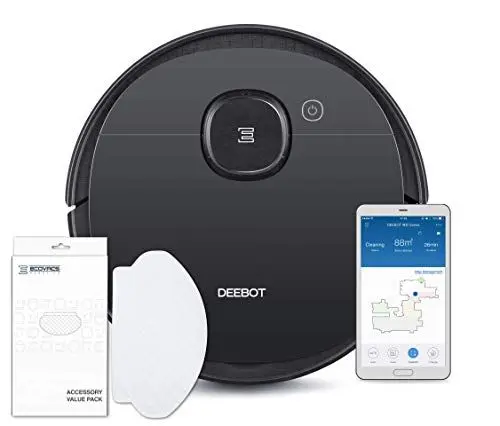 Produktbild: ECOVACS DEEBOT OZMO 950 Care, Saugroboter mit Wischfunktion + 50 Reinigungstücher: Staubsauger Roboter ,Teppich mit intelligenter Navigation, Google Home, Alexa, App, schwarz (exklusiv bei Amazon)