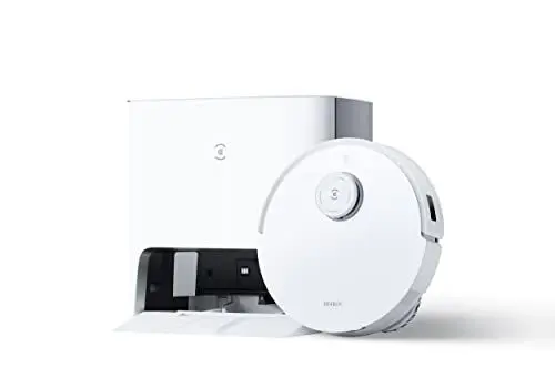 Produktbild: Ecovacs DEEBOT T10 Turbo Saugroboter mit Wischfunktion und Spül- Absaugstation. KI-Technologie AIVI 3.0. Staubsaugerroboter Rotationswischsystem OZMO 2.0,YIKO, Weiss