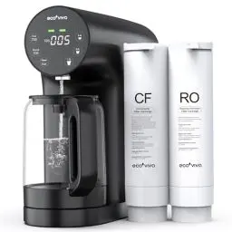 Produktbild: Ecoviva Auftisch Osmoseanlage, Trinkwasser Umkehrosmoseanlage mit 4-stufige Filtration, Echtzeit-TDS-Monitor, 3:1 Rein zu Abfluss, Mobil Umkehrosmose Wasserfilter Null-Installation RO-200G Schwarz