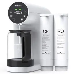 Produktbild: Ecoviva Auftisch Osmoseanlage, Trinkwasser Umkehrosmoseanlage mit 4-stufige Filtration, Echtzeit-TDS-Monitor, 3:1 Rein zu Abfluss, Mobil Umkehrosmose Wasserfilter Null-Installation WP-RO-200G Weiß