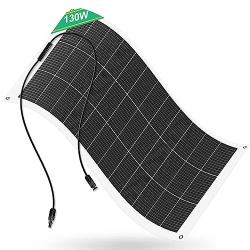 Produktbild: ECO-WORTHY 130W 12V Solarpanel Flexibel Monokristallines Solarpanel, Solarmodul mit Ladekabel für Wohnmobil Auto Boot 12V Batterien