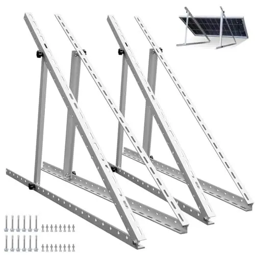 Produktbild: ECO-WORTHY 4 Stück Solarpanel Halterung 114cm 45'', Alu Balkonkraftwerk Halterung Aufständerung Winkel Einstellbar 0-90°, 100W-1200W Solarmodul Befestigung Set für Flachdach Wand Wohnmobil Boot