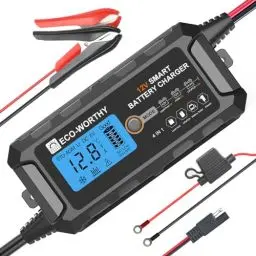 Produktbild: ECO-WORTHY 5A Autobatterie Ladegerät LiFePO4 Ladegerät 12V Erhaltungsladegerät mit Aktivierung der Lithium-Batterie für Auto LKW Motorrad Rasenmäher Boot Marine Batterien