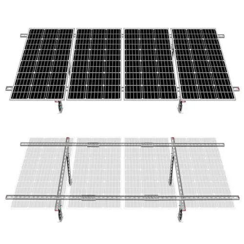 Produktbild: ECO-WORTHY verstellbare Mehrfeld-Bodenhalterung für 100 Watt bis 300 Watt Solarmodule mit verstellbarem Neigungswinkel, geeignet für Haushalt und Wohmobil