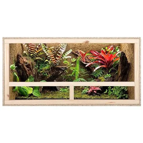 Produktbild: ECOZONE Holz Terrarium mit Seitenbelüftung 100x50x50 cm - Holzterrarium aus OSB Platten - Terrarien für exotische Tiere wie Schlangen, Reptilien & Amphibien