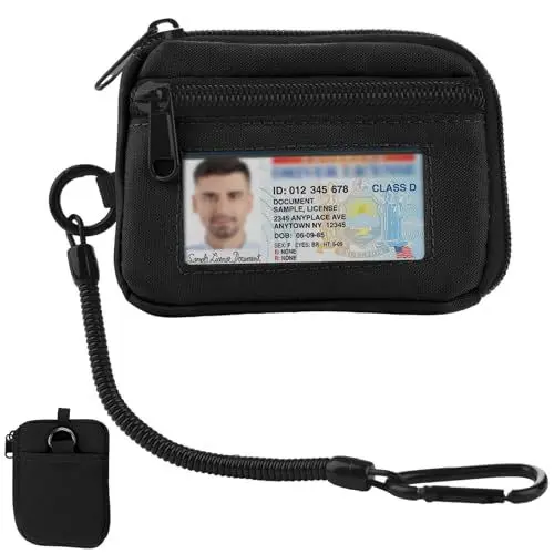 Produktbild: EDC Pouch Mini Geldbeutel, Mini Pouch Geldbörse Schlüsselkette mit Karabiner und Geldbörse Klein mit Münzfach für Herren und Damen, Multifunktional Reisegeldbeutel für Draußen für Draußen, Camping.