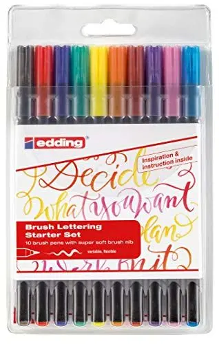 Produktbild: edding 1340 Pinselstift - 10er Set - bunte, leuchtende Farben - flexible Pinselspitze - Filzstift zum Malen, Schreiben und Zeichnen - Bullet Journals, Hand-Lettering, Mandalas, Kalligraphie