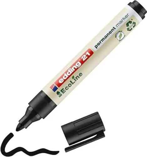Produktbild: edding 21 Ecoline Permanentmarker - schwarz - 1 Stift - Rund-Spitze 1,5-3 mm - schnell trocknender Permanent Marker - wasserfest, wischfest - für Karton, Kunststoff, Holz, Metall - Universalmarker