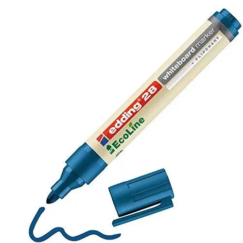 Produktbild: edding 28 Ecoline Whiteboardmarker - blau - 1 Whiteboard Stift - Rundspitze 1,5-3 mm - Boardmarker abwischbar - Whiteboard, Flipchart, Magnettafel, Pinnwand, Memoboard - Sketchnotes - nachfüllbar