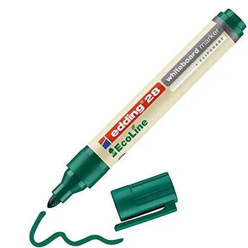 Produktbild: edding 28 Ecoline Whiteboardmarker - grün - 1 Whiteboard Stift - Rundspitze 1,5-3 mm - Boardmarker abwischbar - Whiteboard, Flipchart, Magnettafel, Pinnwand, Memoboard - Sketchnotes - nachfüllbar