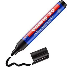 Produktbild: edding 30 Brillant-Papiermarker - schwarz - 1 Permanent Marker wasserfest - Rundspitze 1,5-3 mm - leuchtende Farben - lichtbeständige Markierung auf Papier, Karton, Kunststoff, Metall oder Glas