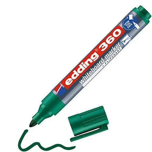 Produktbild: edding 360 Whiteboardmarker - grün - 1 Whiteboard Stift - Rundspitze 1,5-3 mm - Boardmarker abwischbar - für Whiteboard, Flipchart, Magnettafel, Pinnwand, Memoboard - Sketchnotes - nachfüllbar