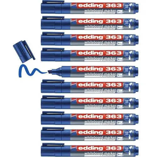Produktbild: edding 363 Whiteboardmarker - blau - 10 Whiteboard Stifte - Keilspitze 1-5 mm - Boardmarker abwischbar - für Whiteboard, Flipchart, Magnettafel, Pinnwand, Memoboard - Sketchnotes - nachfüllbar