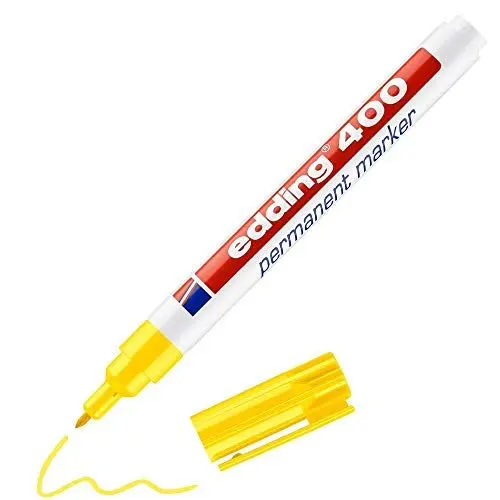 Produktbild: edding 400 Permanentmarker - gelb - 1 Stift - feine Rundspitze 1 mm - wasserfest, schnell-trocknend - wischfest - für Karton, Kunststoff, Holz, Metall, Glas