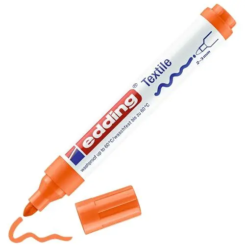 Produktbild: edding 4500 Textilmarker - orange - 1 Stift - Rundspitze 2-3 mm - Textilstifte waschmaschinenfest (60 °C) zum Stoff bemalen - Stoffmalstift