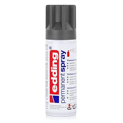 Produktbild: edding 5200 Permanent Spray - anthrazit matt - 200 ml - Acryllack zum Lackieren und Dekorieren von Glas, Metall, Holz, Keramik, Kunststoff, Leinwand - Lackspray, Acrylspray, Farbspray