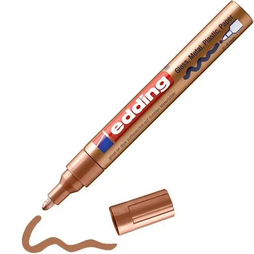 Produktbild: edding 750 Glanzlackmarker - kupfer - 1 Lackmarker - Rundspitze 2-4 mm - Lackstift für Glas, Stein, Holz, Kunststoff und Papier - wasserfest, stark deckend