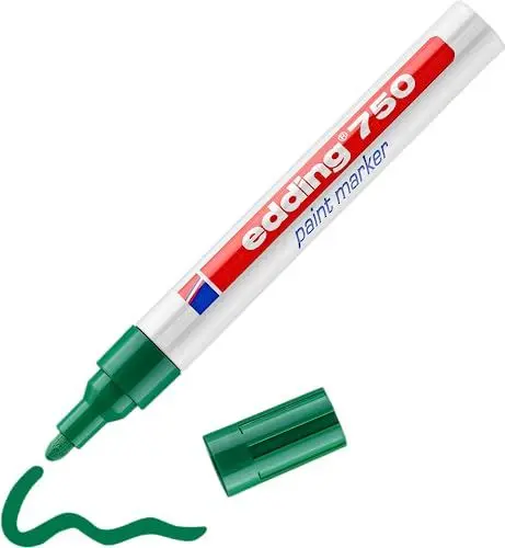 Produktbild: edding 750 Lackmarker - grün - 1 Stift - Rundspitze 2-4 mm - Lackstift zur Markierung und Beschriftung von Metall, Glas, Stein oder Kunststoff - hitzebeständig, permanent, wischfest