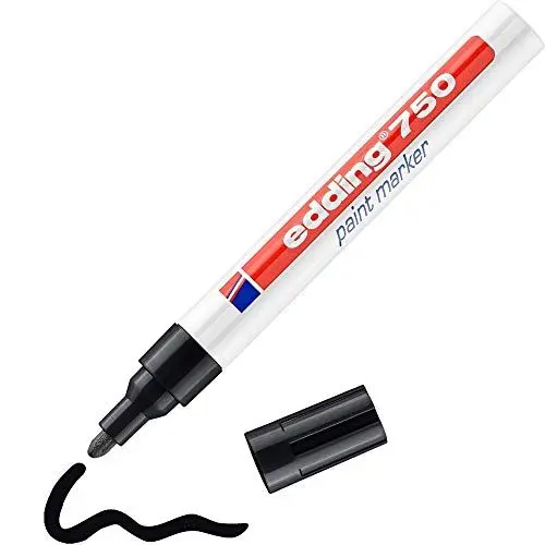 Produktbild: edding 750 Lackmarker - schwarz - 1 Stift - Rundspitze 2-4 mm - Lackstift zur Markierung und Beschriftung von Metall, Glas, Stein oder Kunststoff - hitzebeständig, permanent, wisch- und wasserfest