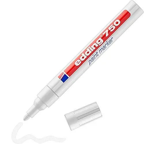 Produktbild: edding 750 Lackmarker - weiß - 1 Stift - Rundspitze 2-4 mm - Lackstift zur Markierung und Beschriftung von Metall, Glas, Stein oder Kunststoff - hitzebeständig, permanent, wisch- und wasserfest