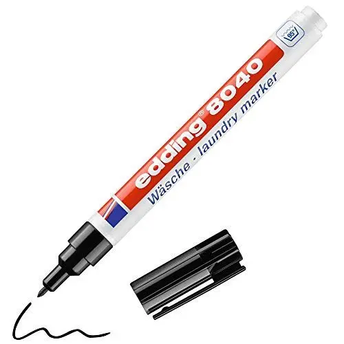 Produktbild: edding 8040 Wäschemarker, Textil-Stift zum permanenten Kennzeichnen von Textilien und Kleidung - Waschfest und kochfest bis 95 Grad Celsius, Farbe: Schwarz (Einzelblister)