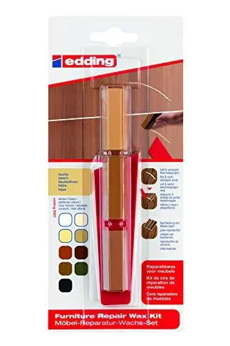 Produktbild: edding 8901 Möbel-Reparatur-Wachs-Set - buche - zum Auffüllen und Reparieren von Kratzern und Löchern auf Möbeln und anderen Holzoberflächen