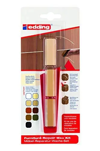 Produktbild: edding 8901 Möbel-Reparatur-Wachs-Set - buche-ahorn - zum Auffüllen und Reparieren von Kratzern und Löchern auf Möbeln und anderen Holzoberflächen