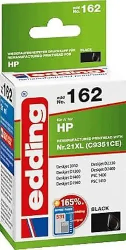 Produktbild: edding Druckerpatrone ersetzt HP 21XL, C9351CE Kompatibel Schwarz EDD-162 18-162