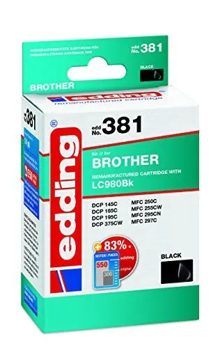 Produktbild: edding Druckerpatrone ersetzt Brother LC-980BK Kompatibel Schwarz EDD-381 18-381