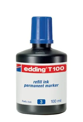 Produktbild: edding T 100 Nachfülltinte Permanentmarker - blau - 100ml - mit Tropfendosiersystem, zum schnellen Nachfüllen fast aller edding Permanentmarker