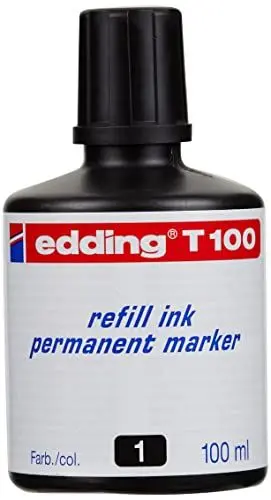 Produktbild: edding T 100 Nachfülltinte Permanentmarker - schwarz - 100ml - mit Tropfendosiersystem, zum schnellen Nachfüllen fast aller edding Permanentmarker