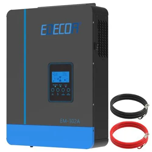 Produktbild: EDECOA Hybrid Wechselrichter 3000w 24v 230v 4200VA Solarladegerät MPPT 80A Pur Sinus 55-450Vdc Off-Grid BMS Kommunikation Batterieladegerät Netzpriorität Solarladeregler (WiFi kompatibel)