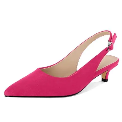 Produktbild: EDEFS Slingback Pumps mit Kitten Heels 1.6 Inch Middle Heel Schuhe für Sommer Frauen Hochzeit Schuhe Elegante Schuhe Heißes Rosa EU39