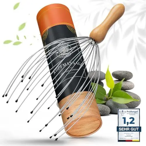 Produktbild: Die entspannende Kopfmassage Spinne mit 28 Fingern von Edelfeld (VERBESSERTE VERSION 2025) -Kopfmassagegerät mit Auslegern auf 2 Ebenen - Kopfkrauler mit Wohlfühl-Noppen - Massagespinne als Geschenk