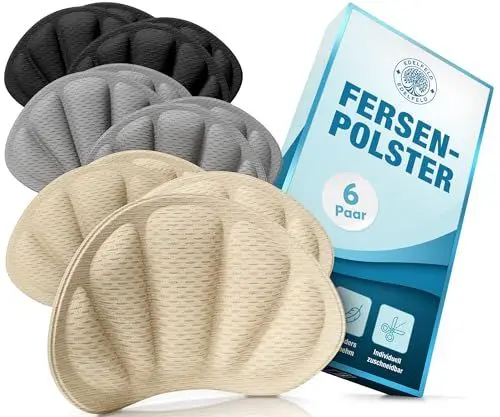 Produktbild: EDELFELD Unsichtbare Fersenpolster gegen Rutschen & Blasen (6 Paar) -DERMATEST SEHR GUT- Atmungsaktiver Fersenschutz aus Memory Foam - Schuheinlagen für zu große Schuhe - Hautfreundliche Fersenkissen