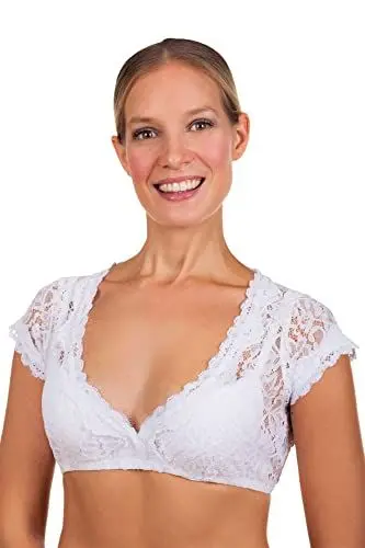 Produktbild: Edelnice Trachtenmode Verschiedene Dirndlblusen Modelle aus Spitze und Baumwolle Gr. 32-54, Leonie, 46